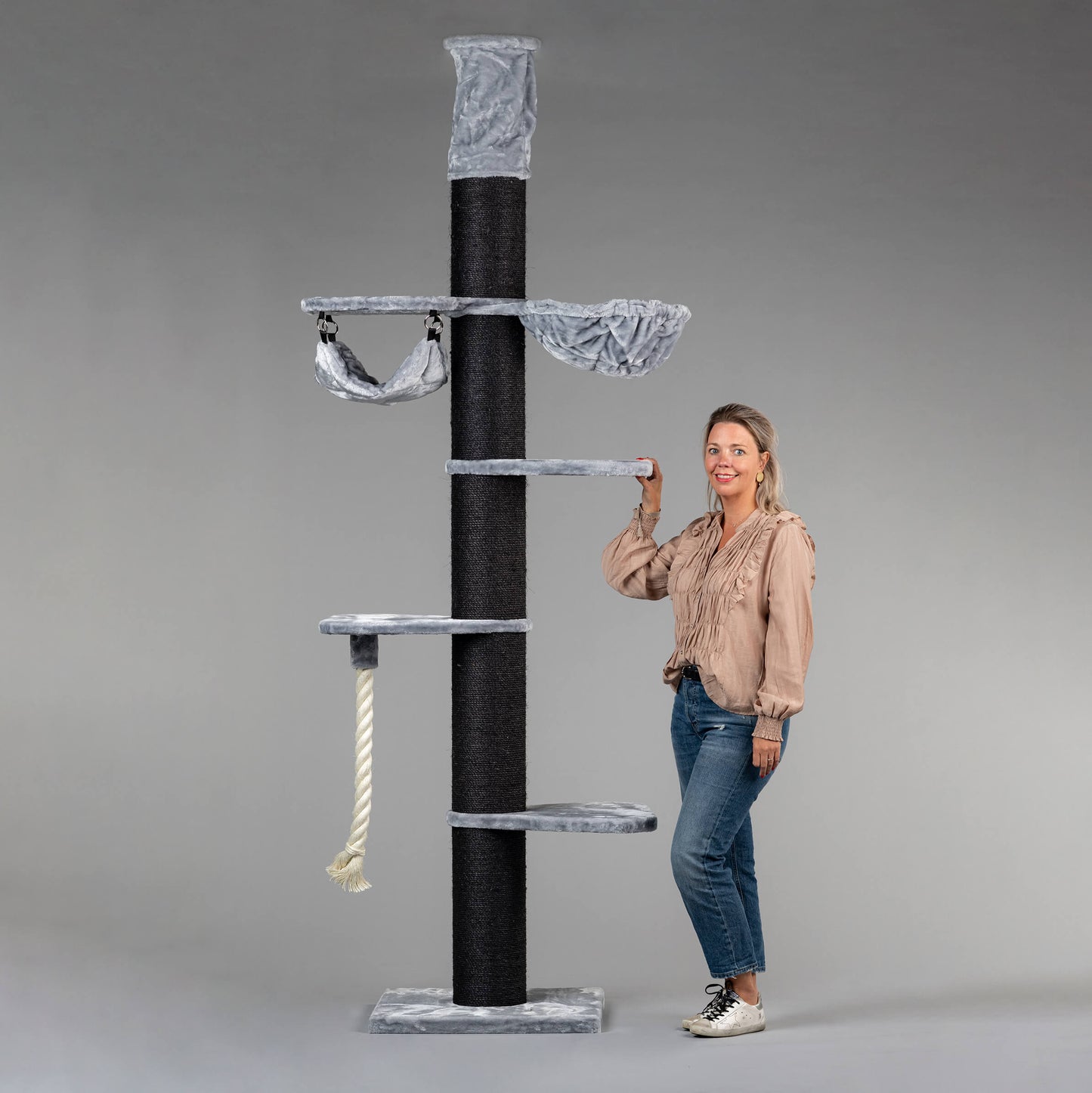 Krabpaal Maine Coon Tower Blackline Crown (Lichtgrijs)